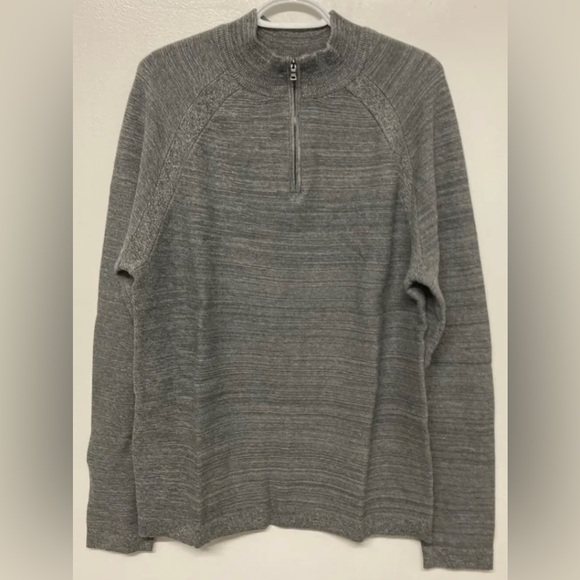 Flag & Anthem Mens 1/4 Zip Sweater Pullover Medium Grey Mid-Weight Long Sleeve - Picture 5 of 9